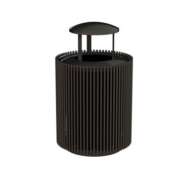 Genova Trash Receptacle - GNTR-32-Gunmetal with Elevated Dome Lid