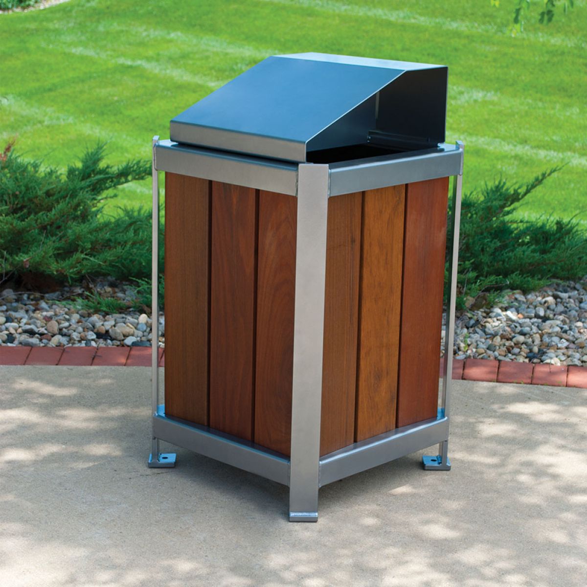 Lofty Trash Receptacle - LOTR-32-WI-P with Covered Lid (LOTR-HOOD-P)