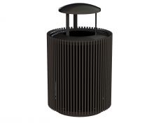 Genova Trash Receptacle - GNTR-32-Gunmetal with Elevated Dome Lid