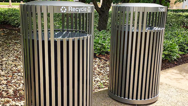 Outdoor Steel Garbage Receptacle, Park Trash Containers