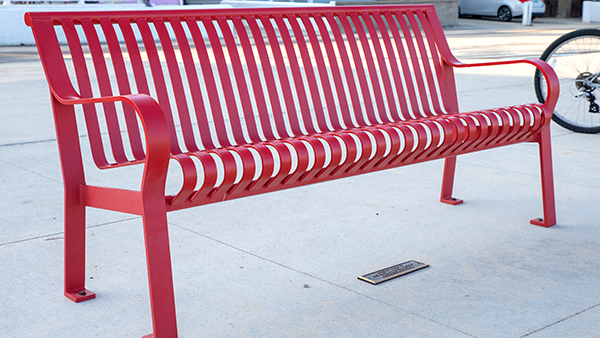 Red Metal Bench