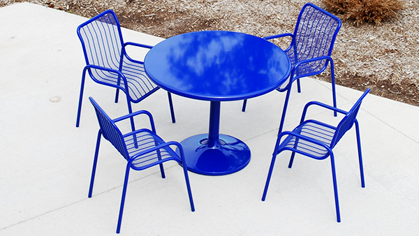 Blue Cafe Tables and Chairs