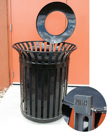 Outdoor Steel Garbage Receptacle, Park Trash Containers